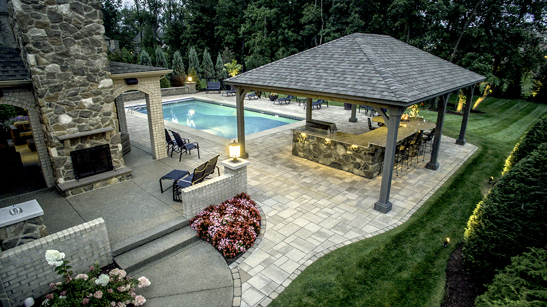 Backyard Renovation Around Existing Pool designed by Beall's Landscaping