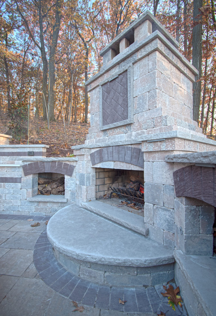 Outdoor Living Room with Pizza Oven Designed by Beall's Landscaping